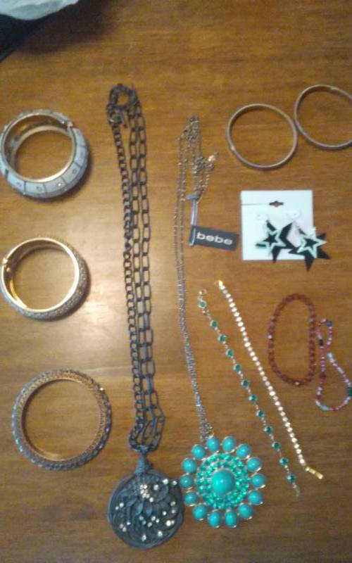 Lot Of Assorted Jewelry New Bebe Long Necklace, Bracelets