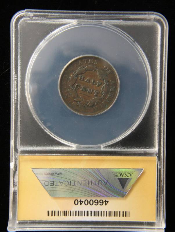 1828 US HALF CENT 13 STARS G6 ANACS