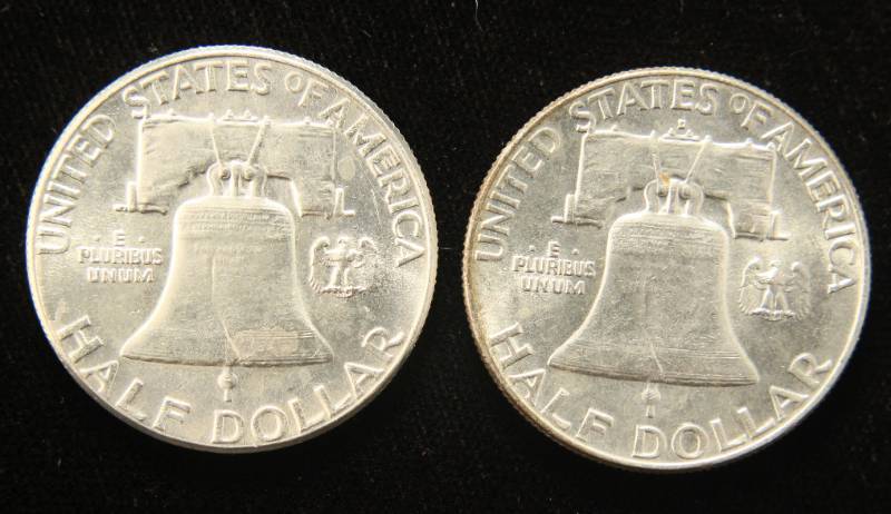 2 BU FRANKLIN HALF DOLLARS 1961 1961-D