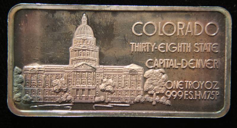 1 TROY OZ. .999 FINE SILVER BAR 50 STATES SERIES COLORADO