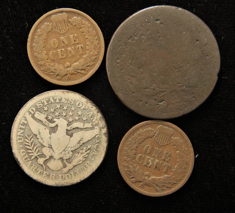 4 COINS 1803 LG CENT 1903 25C 1906 1907 INDIAN HEAD CENTS