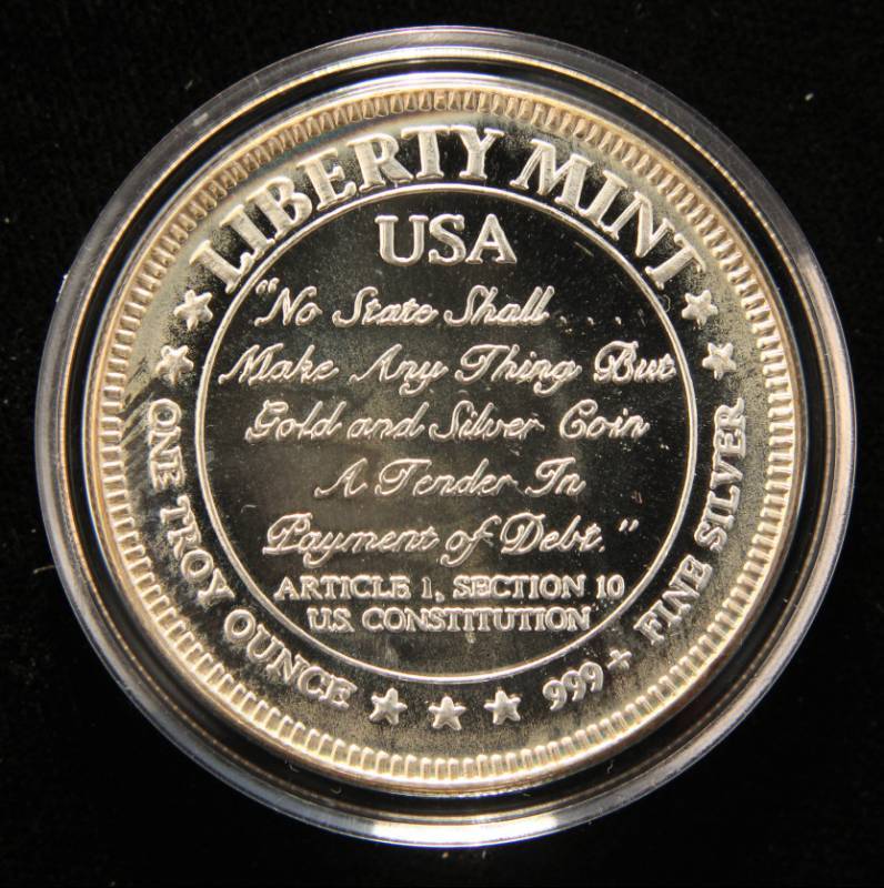 1 TROY OZ. .999 FINE SILVER CONSTITUTION NO STATE SHALL IN AIRTITE