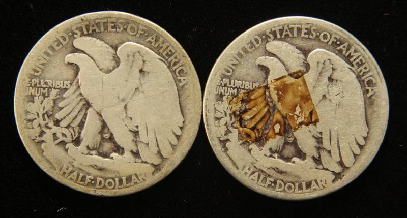 2 EARLY DATE WALKING LIBERTY HALF DOLLARS 1917 1918-S