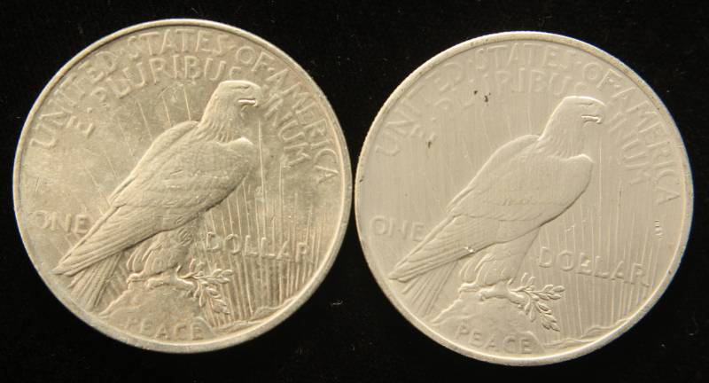 2 HIGHER GRADE PEACE DOLLARS 1922 1923