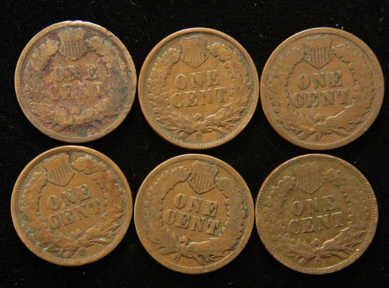 6 INDIAN HEAD CENTS 1880 1889 1890 1896 1903 1904