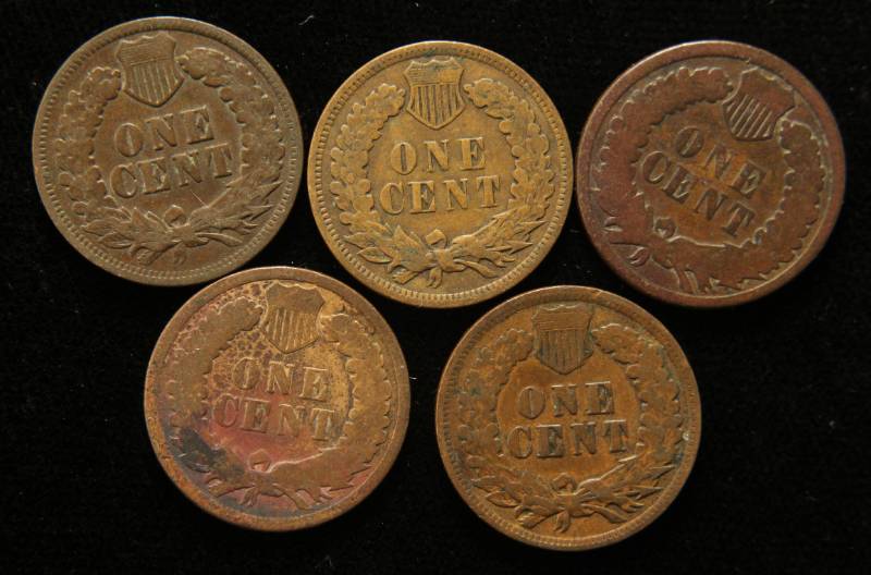 5 INDIAN HEAD CENTS 1884 1890 1902 1903 1907