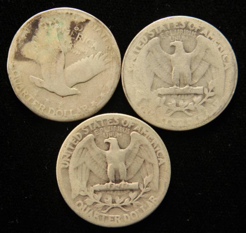 3 SILVER QUARTERS 1926 1932 1934