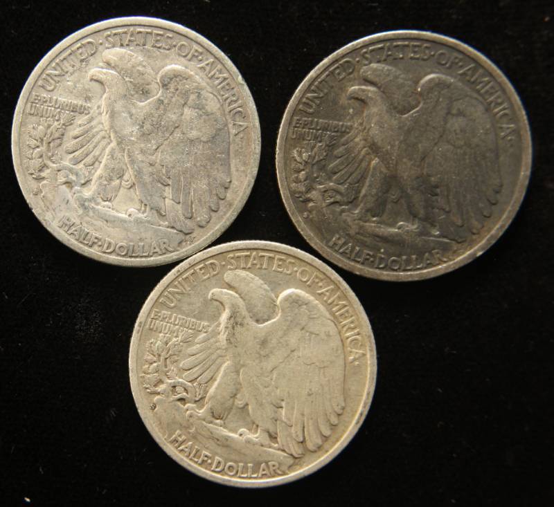 3 WALKING LIBERTY HALF DOLLARS AS PICTURED