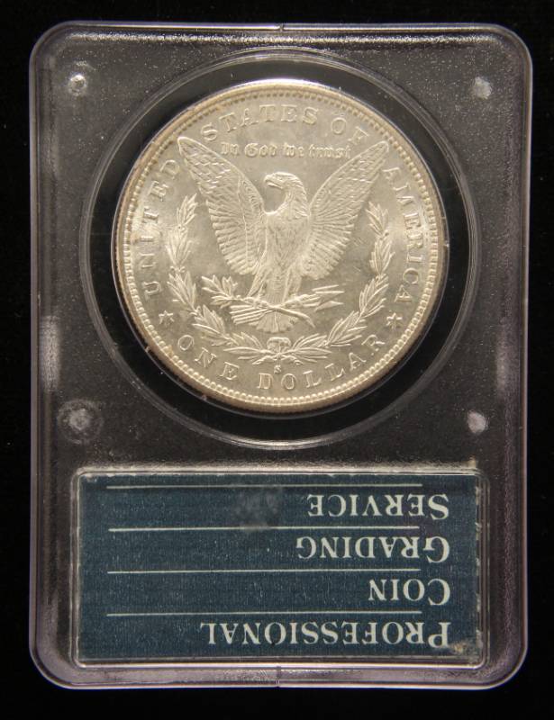 1882-S MORGAN SILVER DOLLAR MS63 OLD PCGS RATTLER HOLDER