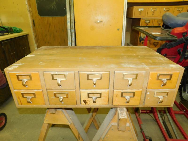 Ten Drawer Cabinet For Library File Cards