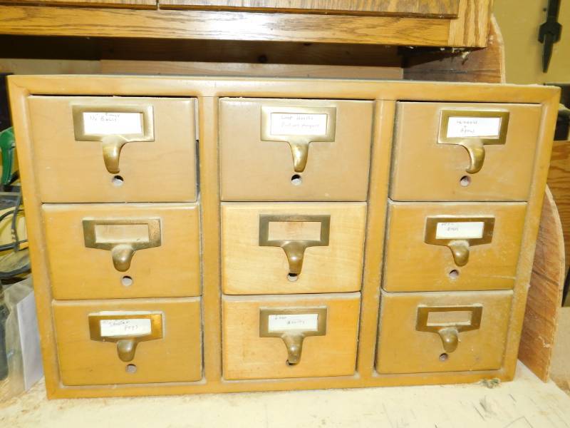 Nine Drawer Cabinet For Library File Cards