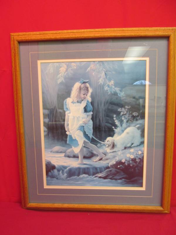 lot 58 image: girl and puppy print