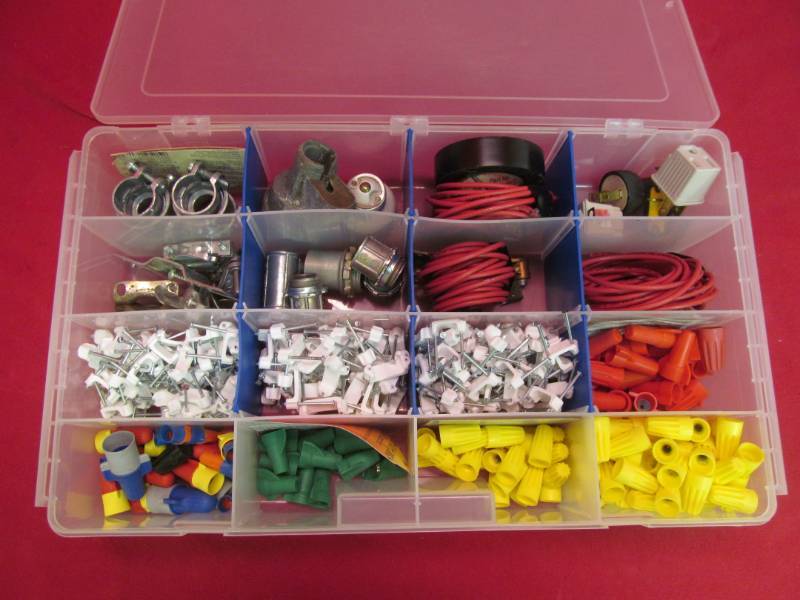 lot 71 image: Organizer full of electrical supplies