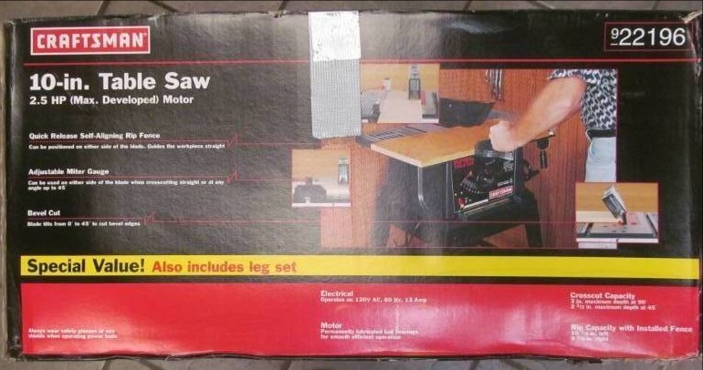 lot 74 image: craftsman table saw