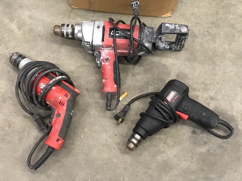 lot 5 image: (3) 120Volt Electric Drills