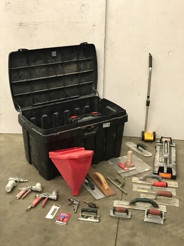 lot 17 image: Large Storage Tote Of Supplies