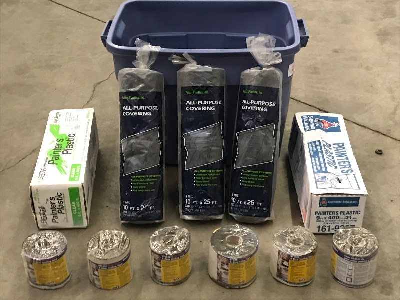 lot 24 image: Tote Of Painting & Drywalll Supplies, Etc