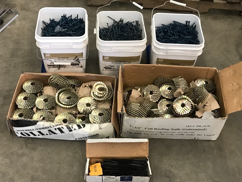 lot 39 image: (2) Boxes & (3) Buckets Of Fasteners