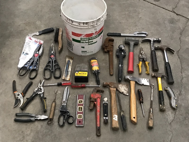 lot 69 image: Bucket Of Assorted Shop Supplies & Etc