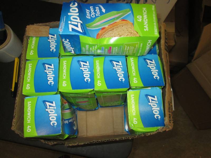 11 boxes of ziplock bags...