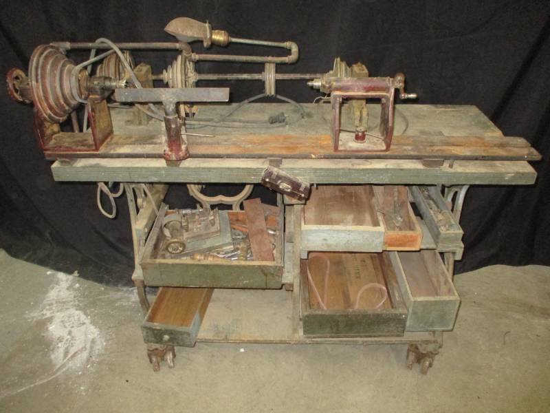 lot 4 image: Antique Wood Lathe works
