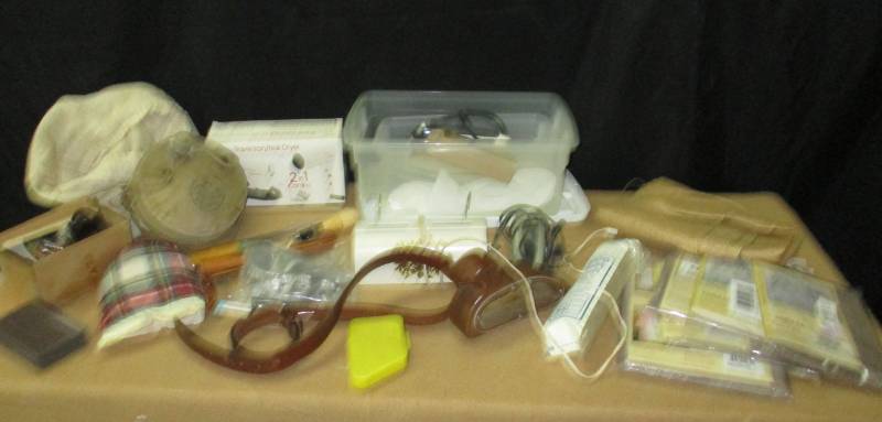 lot 19 image: Leather Belt, Iron, Bed Light, Canteen, Curtains still in packs and more.
