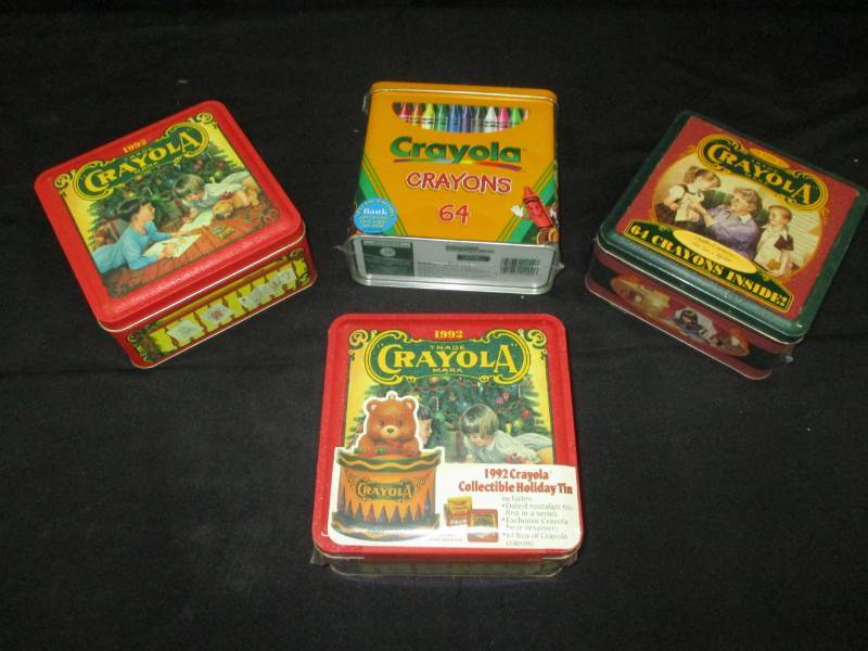 lot 96 image: 3 Tins full of unused Crayons