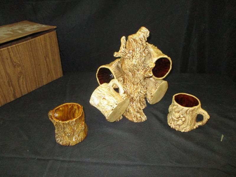 lot 158 image: Unique cup holder, one step broke but piece is there to glue on, very unique
