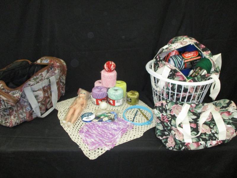 lot 169 image: Yarn, Thread and baskets and bag