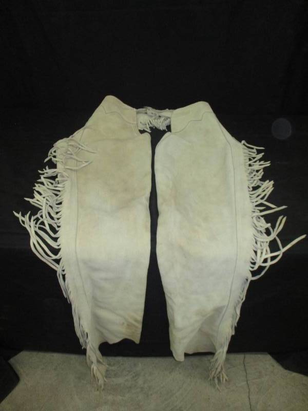 lot 187 image: White Suade Size Large Momens Rodeo Chaps or for Riding Bike