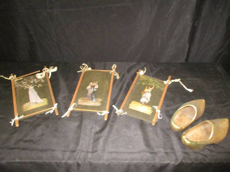 lot 215 image: Vintage Pictures and wooden shoes