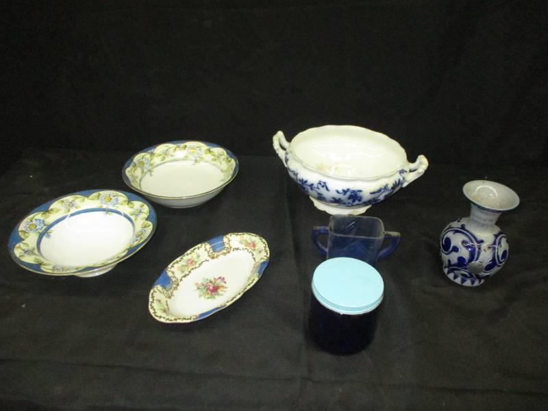 lot 216 image: Noritake and victorian dishes, a clay vase and more