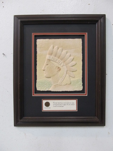 lot 12 image: Vintage Framed Indian Head Penny Artwork