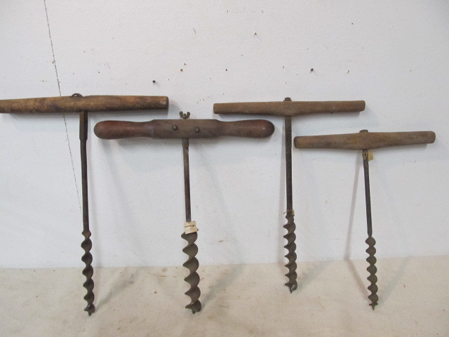 lot 29 image: Group of Antique Primitive Auger Drills