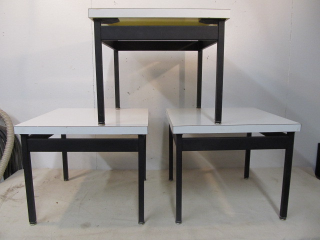 lot 106 image: 3 Vintage Mid Century Steel Frame Tables