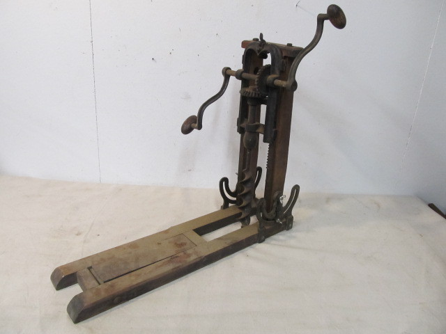 lot 123 image: Antique Primitive Barn Beam Post Drill