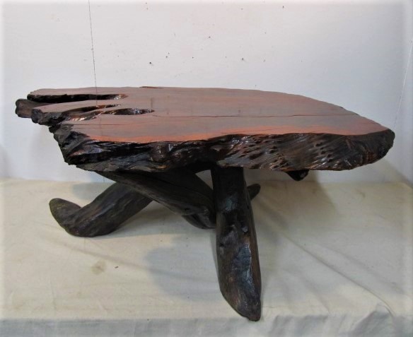 lot 130 image: Mid Century 1950s Natural Wood Slab Coffee Table