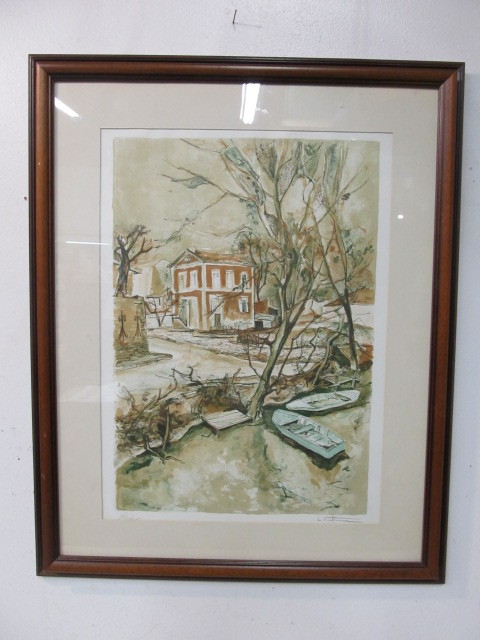 lot 162 image: Orig Vintage Signed & Numbered Mid Century Framed Lithograph