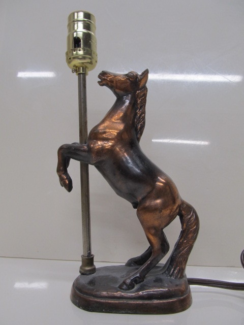 lot 184 image: Vintage Cast Brass Horse Desk Lamp
