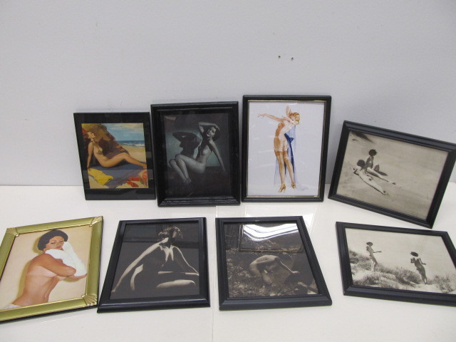 lot 200 image: Lot of Framed Pinup Prints etc
