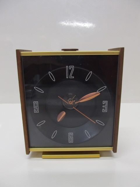 lot 226 image: Mid Century BrassWood Alarm Clock wCeiling Projector