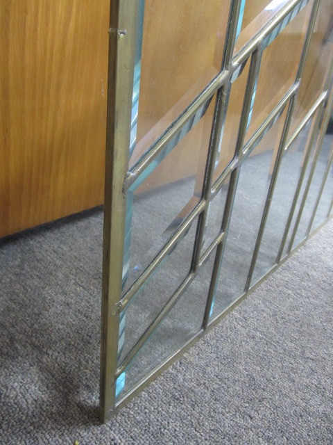 lot 6 image: LARGE Vintage Geometric Shape Leaded Glass Window