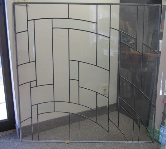 lot 7 image: Vintage Geometric Shape Leaded Glass Window
