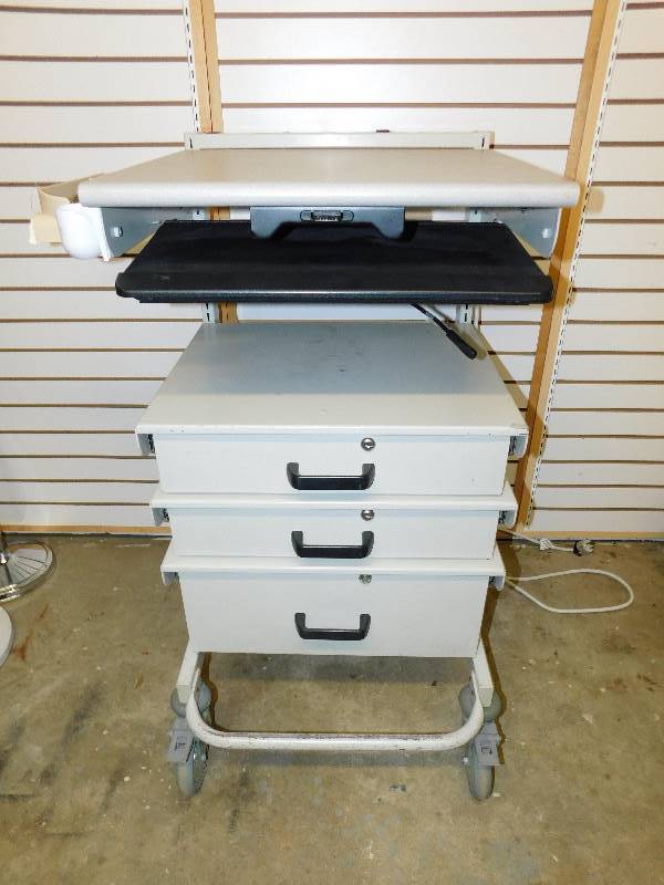 Metal Computer Cart With Keyboard Drawer