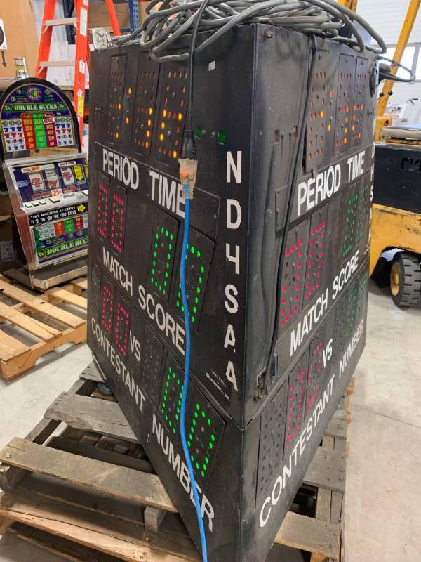 lot 1 image: Daktronics Matside Electronic Wrestling 3 Sided Scoreboard