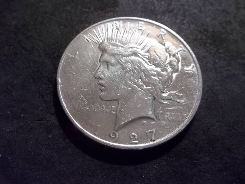 lot 44 image: 1927 D Peace Silver Dollar