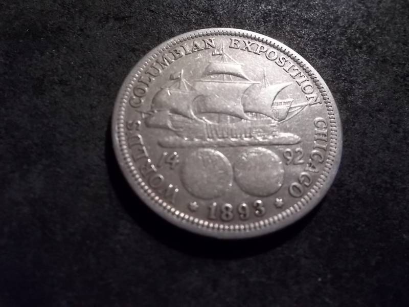 lot 50 image: 1893 Columbian Exposition Silver Half Dollar Commemorative (2nd Commemorative Coin Stuck In The USA)