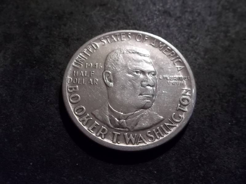 lot 51 image: 1946 Booker T. Washington Silver Half Dollar Commemorative