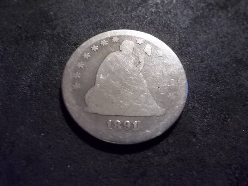 lot 157 image: 1891 S Seated Liberty Quarter