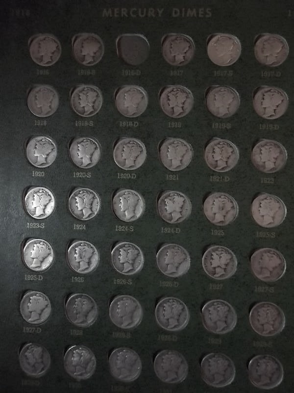 lot 166 image: Near Complete Set Of Mercury & Roosevelt Dimes From 1916-1979 (Except 1916 D Mercury. It Is Shown On Lot 167)